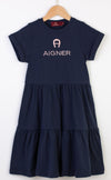 Aigner Kids Navy Logo Dress-Dress-Bambini Emporio